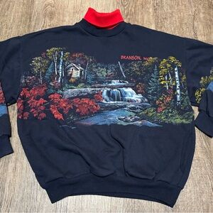 Vintage 90’s Art Unlimited Turtleneck All-Over Printed Sweatshirt Size Large
